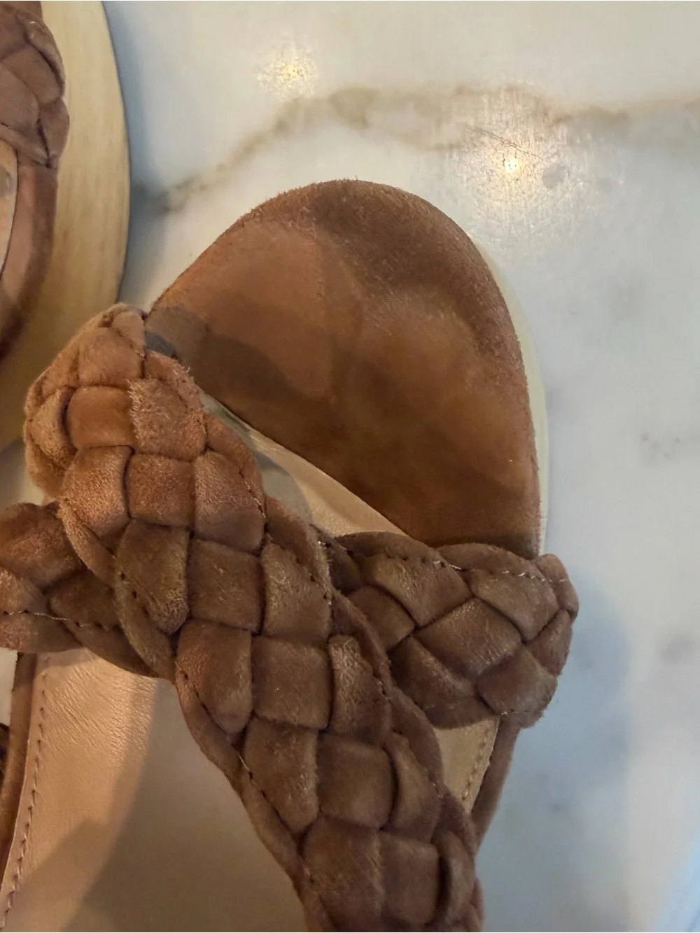 Veronica Beard Braided Strap Brown Suede Women’s Sandals